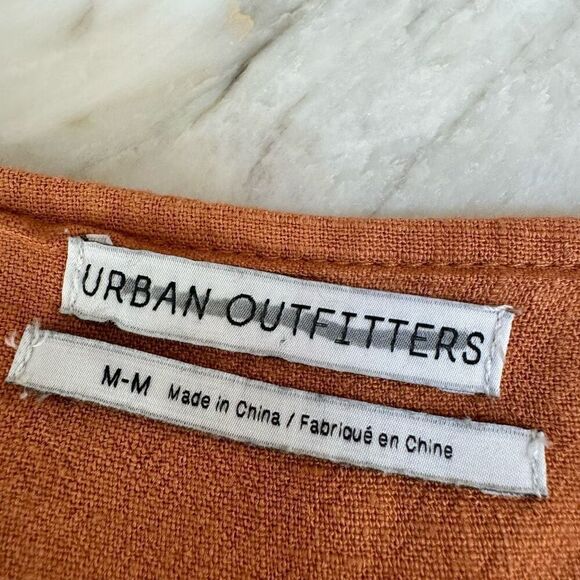 Urban Outfitters Women's Mini Dress Houston Drop Waist Button Linen size M - Picture 5 of 8